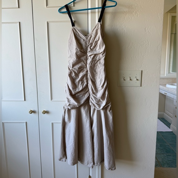 NWOT ANTHROPOLOGIE SZ 6 ATSU SUMMER RUCHED MIDI DRESS COTTON LINEN - Picture 4 of 9